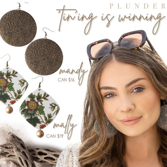 New Plunder "Mandy" Bronze Floral Filigree Earrings (3") - Picture 6 of 8